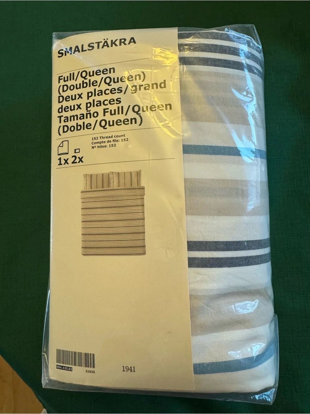 IKEA SMALSTÄKRA White with Blue Striped Full/Queen Duvet Cover